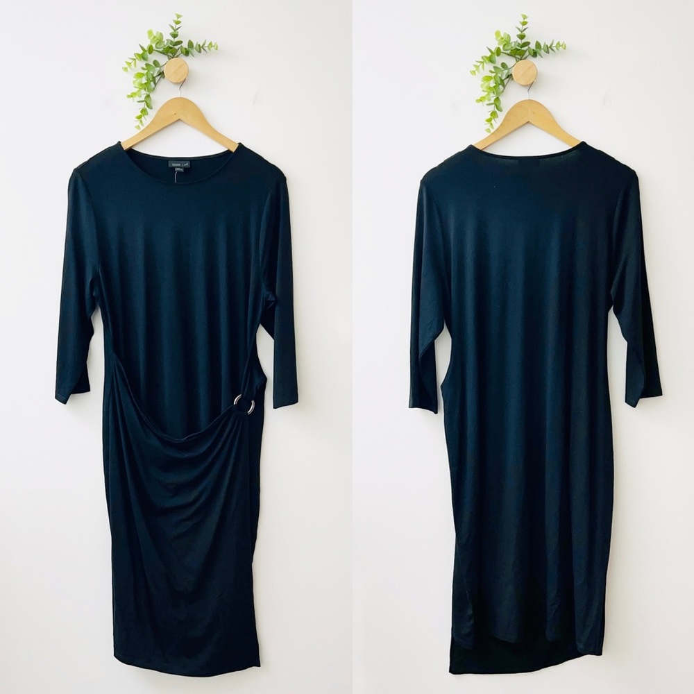 J Jill Wearever Collection NWT Flawed Black Jersey Faux Wrap Dress